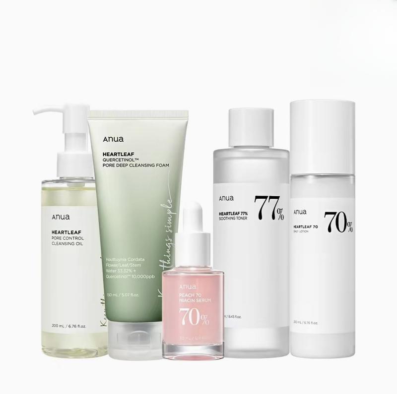 [Anua Official Shop] KoreanGlass Skin Set (Daily skincare routine forclear skin) Cleanser + foam + Toner + Serum+ Moisturizer