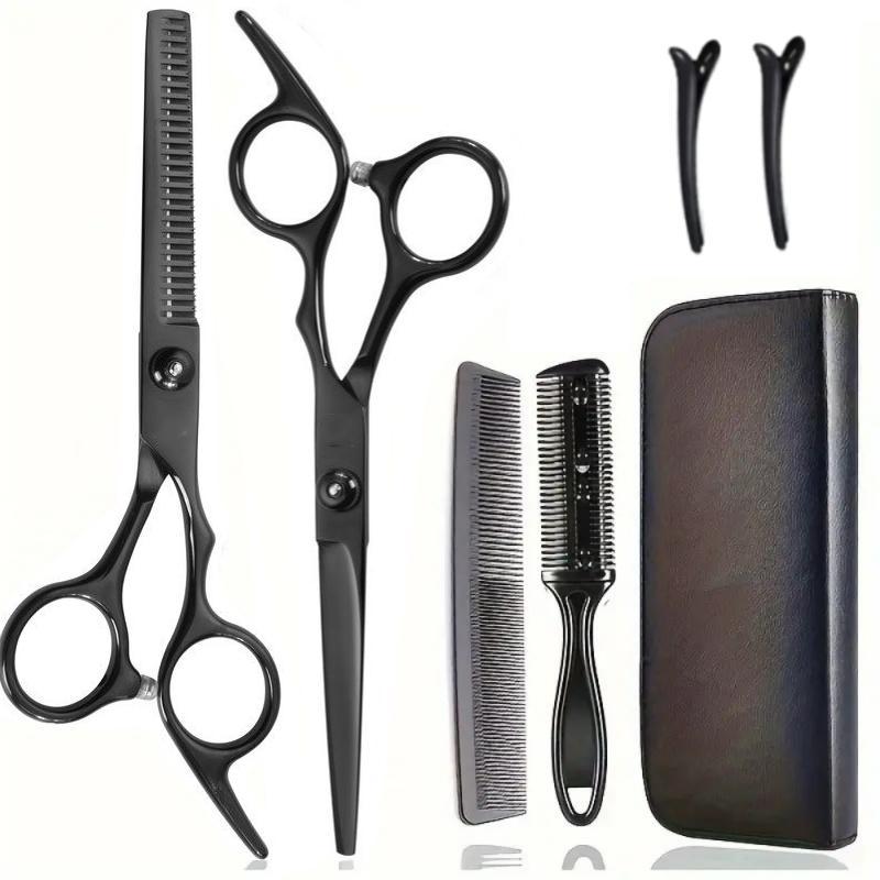 Hair Styling Tool Set, 7 Counts set Professional Hair Cutting Kit, Including Thinning Scissors, Comb, Clips, Storage Bag, Hairdressing Tool for Salon & Barber Shop