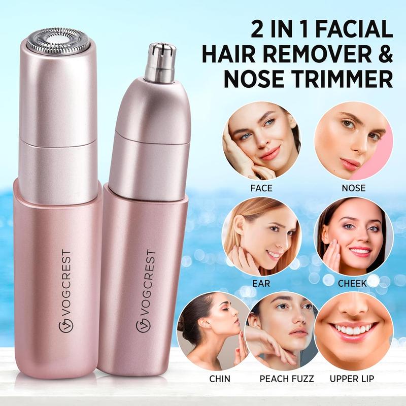 Facial - Nose Hair Remover: 2 in 1 Painless Electric Shaver and Nose Trimmer - Rechargeable Hair Removal Tool Smooth Comfort