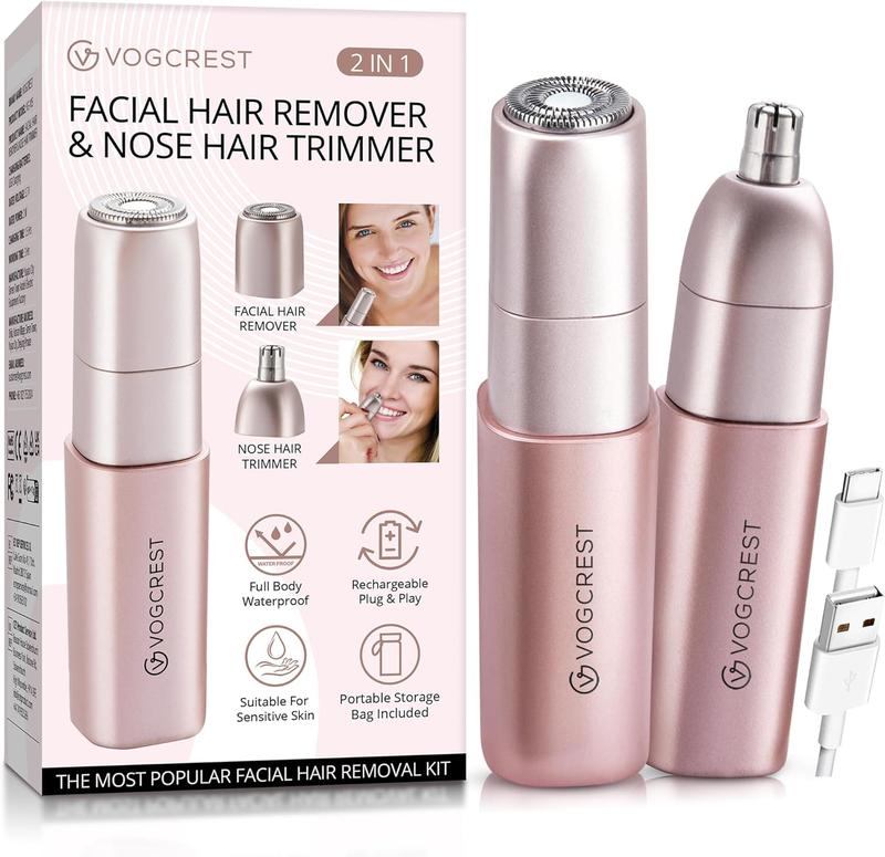 Facial - Nose Hair Remover: 2 in 1 Painless Electric Shaver and Nose Trimmer - Rechargeable Hair Removal Tool Smooth Comfort