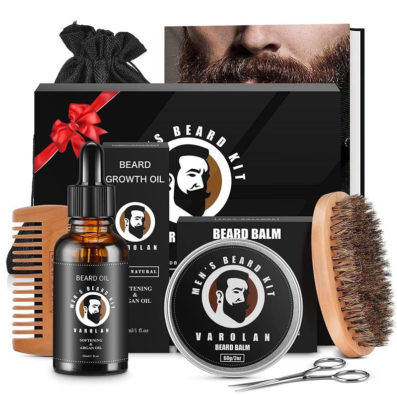 Beard Grooming Care Kit for Men, Birthday Gifts for Men with Beard Oil, Balm, Brush, Wash, Wax, Comb, Scissors Hair Care Comfort