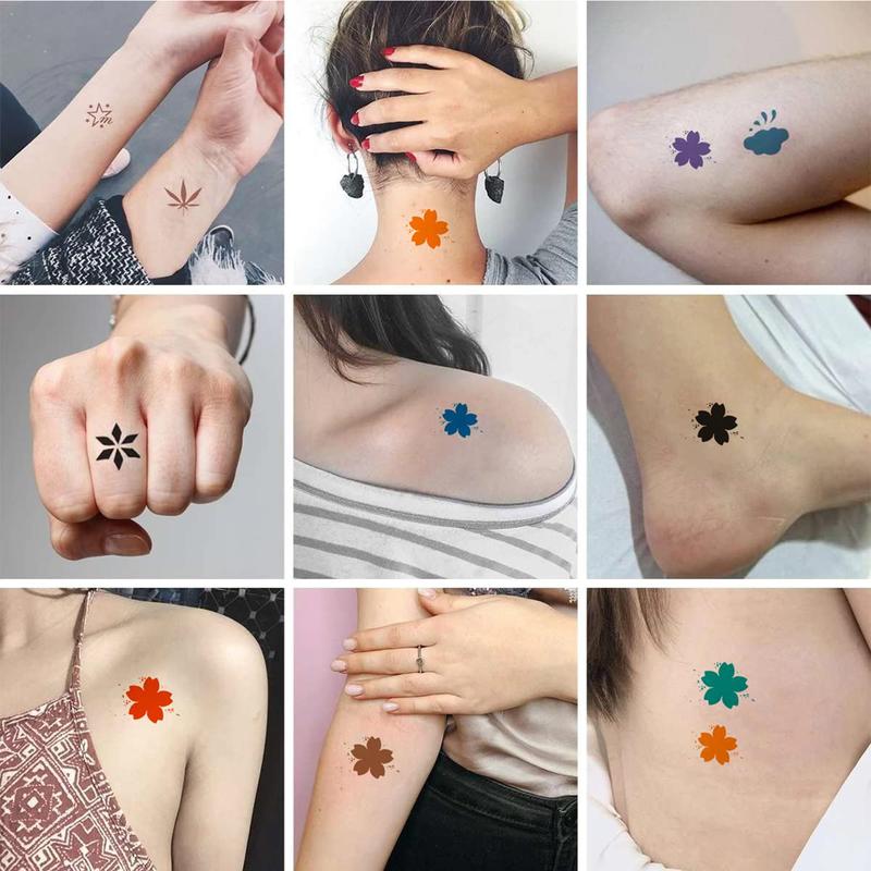 Temporary Body Art Painting Kit Temporary Tattoo Paste Natural Color Temp Tattoos Semi Permanent Freehand Gel(Plant Based) DIY Fake Freckles 60Pcs Small Tattoo Stencils Full Kit 2 Bottles