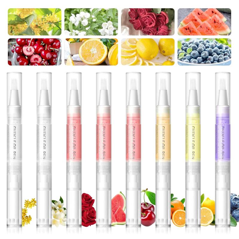 Shelloloh 8pcs Nail Cuticle Oil Pen for Nails, Nail Revitalizing Nutrition Oil Pen for Nail Treatment Care Nail Softener and Strengthener