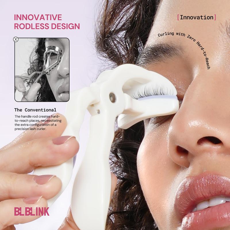 BLBLINK Frameless Makeup Eyelash Curler Natural Lift, No Pinching, Long-Lasting Hold, Includes 2 Replacement Pads