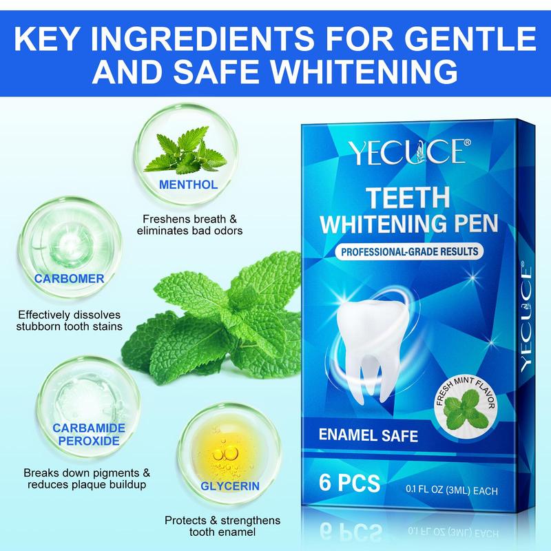 Teeth Brightening Pen, 6 Counts box Teeth Care Products, Professional Teeth Brightening Products, Oral Care Products for Men & Women