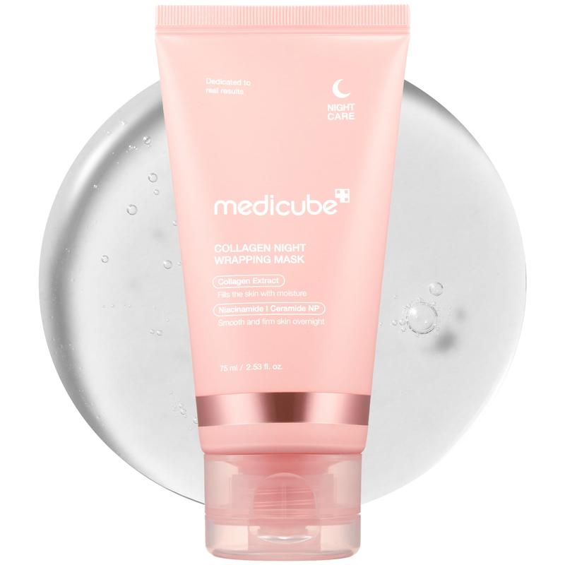 Medicube Collagen Overnight Wrapping Peel Off Facial Mask Pack - Elasticity & Hydration Care, Reduces Sagging & Dullness - Hydrolyzed Collagen For Glowing Skin - Korean Skin Care, 2.53 fl.oz