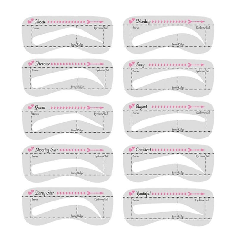 10pcs Silicone Eyebrow Template Kit, Portable Eyebrow Drawing Aids, Creative Eyebrow Shaping Cards