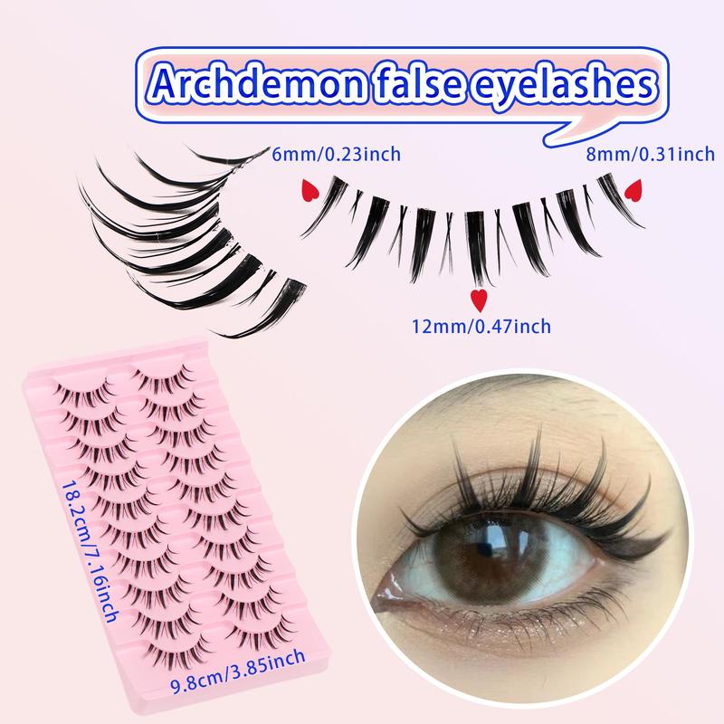 Anime Cosplay Style C Curl False Eyelashes, 10 Pairs Reusable Wispy Cluster Faux Lashes, Natural Curling Lashes for Women Eye Makeup