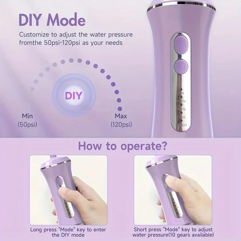 Rechargeable Water Flosser, 1 Set 4 Modes Deep Cleaning Oral Irrigator with Replacement Head, Oral Care Tool for Home & Travel