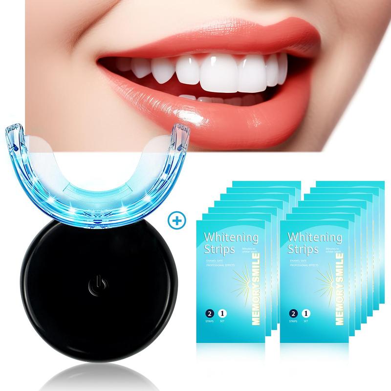 Wireless Teeth Makeup Whitener Kit, Including 1 Count Teeth Whitener Light & 14pcs Teeth Whitener Strips, Teeth Whitener Kit Home Dental Care Kit, Brightening Oral Care Set, Gift For Christmas & Fall, Winter Gift, Christmas Gift