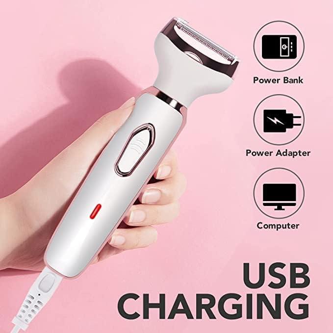 Electric Razor- 2 in 1 Shaver & Trimmer for Women,Portable Rechargeable Hair Removal Kit for Face,Body,Leg, Bikini,Underarm &Arm Gift Smooth Comfort