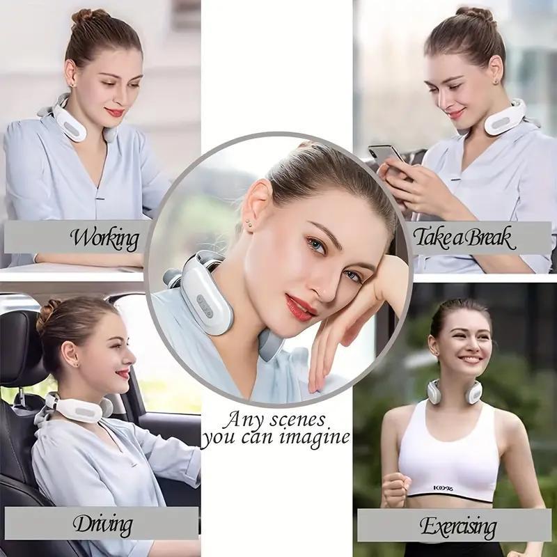 4-head Pulse Massager, 1 Count 9-level Pulse Heating Neck Massager, Neck Protector for Soothing Cervical Spine and Relieving Neck Muscle