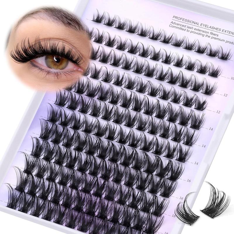 Individual False Eyelashes with Eyelash Glue & Tweezers, 1 Set Natural Look Eyelash Extensions, Self Grafting Curl Eyelashes, Eye Makeup Accessories