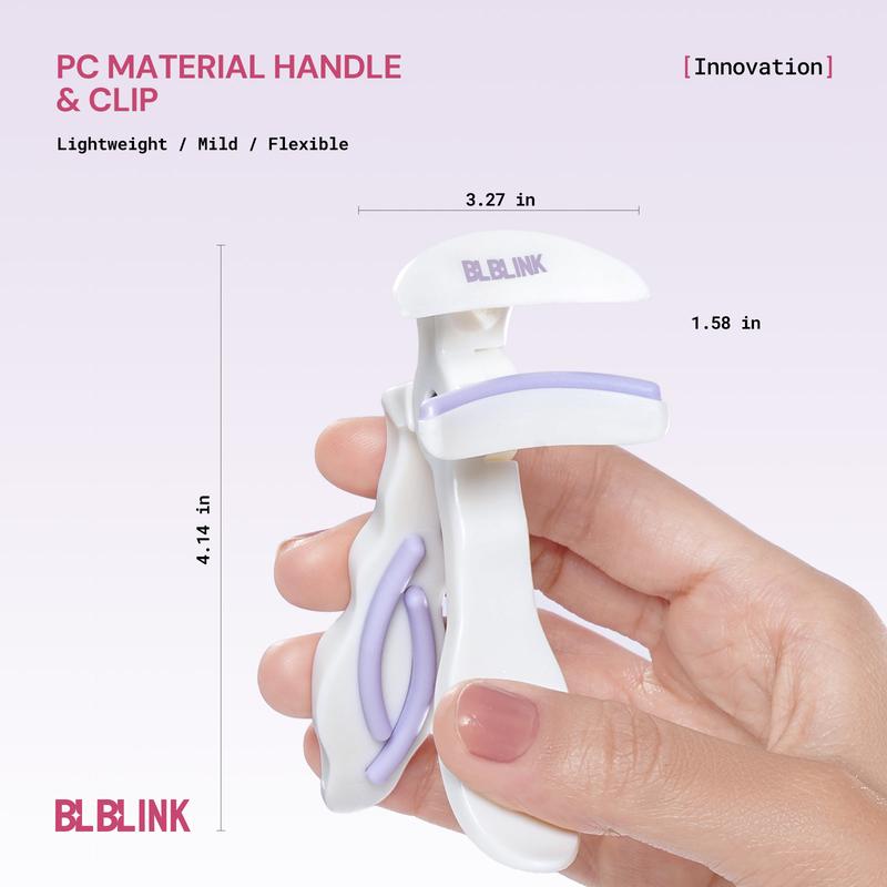 BLBLINK Frameless Makeup Eyelash Curler Natural Lift, No Pinching, Long-Lasting Hold, Includes 2 Replacement Pads