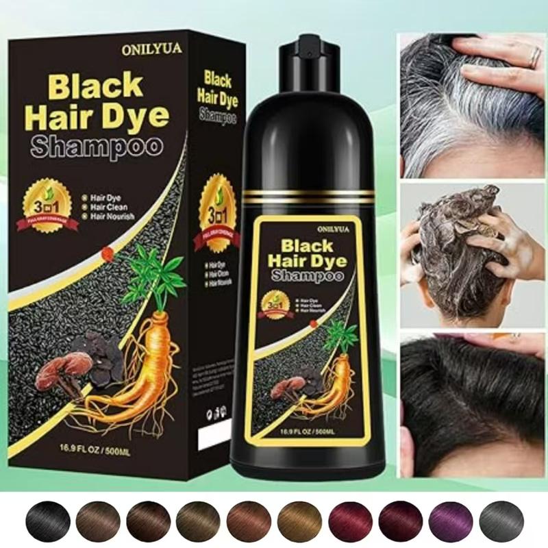 Black Hair Color Shampoo 500ML Instant Hair Dye Shampoo Haircare for Men & Women-Color Shampoo for any hair color in Minutes-Long Lasting-Safe & Easy to Use black hair instant black