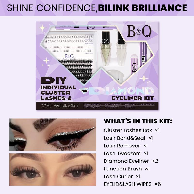 B&Q Lash l Diamond Eyeliner Kit with Bottom Lashes, DIY Lash Extension Long Lasting Waterproof & Sweat proof Kit - 28Cosmetic, Makeup，eyeliner Eyelash