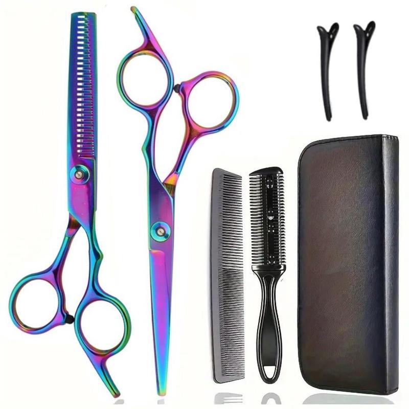 Hair Styling Tool Set, 7 Counts set Professional Hair Cutting Kit, Including Thinning Scissors, Comb, Clips, Storage Bag, Hairdressing Tool for Salon & Barber Shop