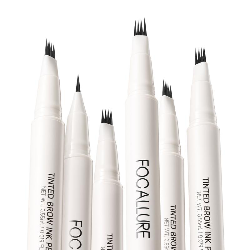 FOCALLURE FLUFFMAX TINTED Liquid Eyebrow Pen, Eyebrow Microblading Pen with a Micro-Fork Tip Applicator, Long-Lasting, Smudge-Proof, Creates Natural Looking Brows, DEEP BROWN