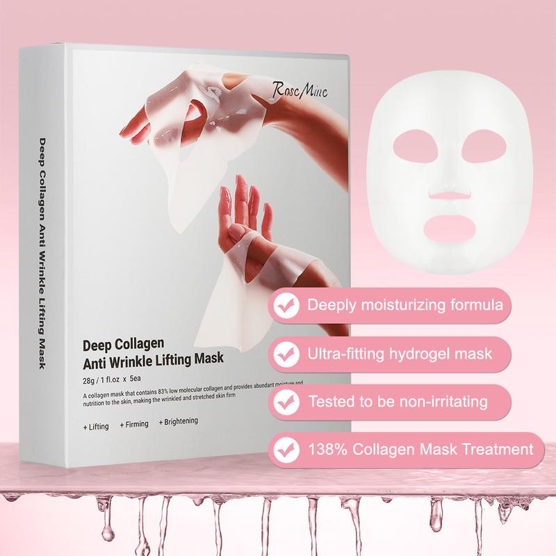 JOYYE Deep Collagen Face Mask, Moisturizing Face Mask, Face Masks for Women, Moisturizing Skin Care, All Skin Types, Comfort - 5PCS