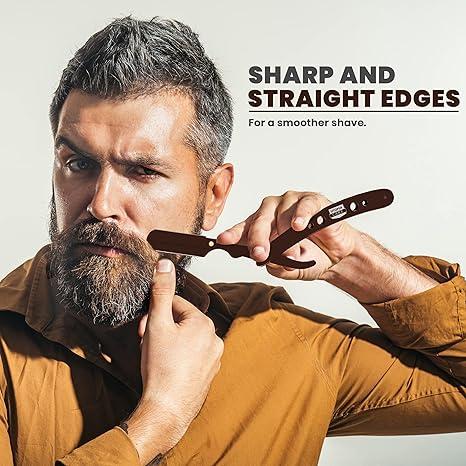 Utopia Care Professional Barber Straight Edge Razor Safety with 100-Pack Blades - 100 Percent Stainless Steel (Brown)