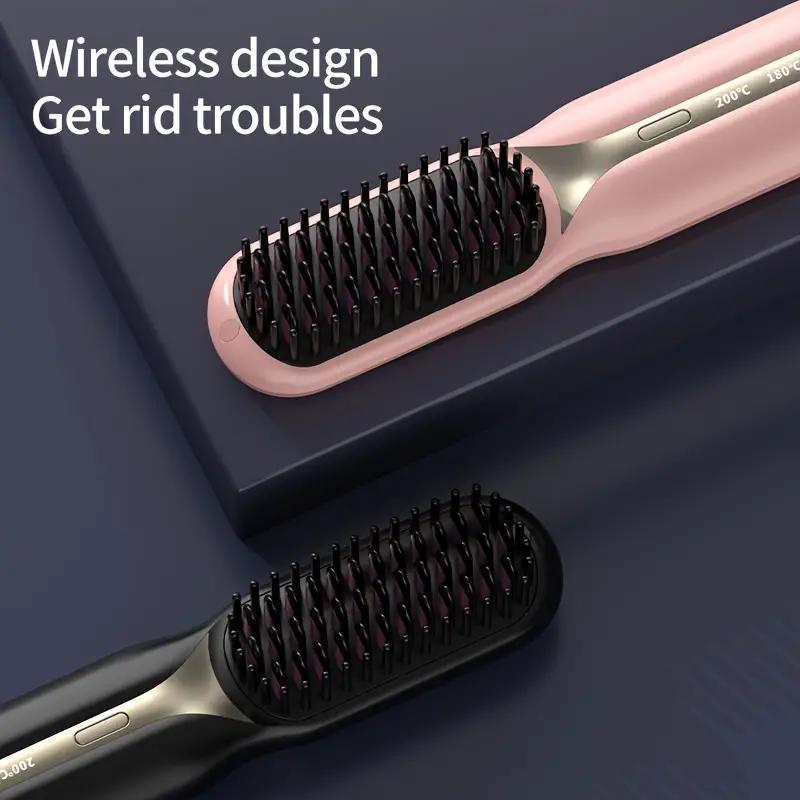 Portable Electric Hair Straightener Brush, Rechargeable Hair Straightening Comb, Hair Styling Tool for Home & Travel