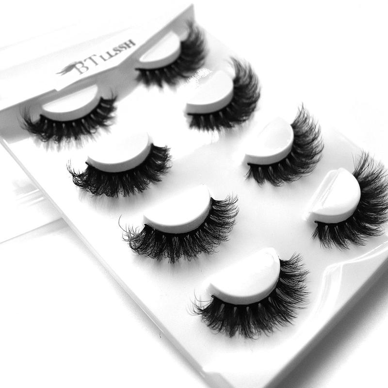 4 Pairs Full Eyelashes Thick Curling False Eyelashes, 17mm Fluffy Eyelashes For Party Eye Makeup, Christmas Gift