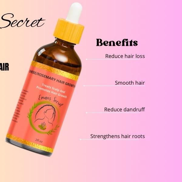 Eman’s secret Ayruvedic Hair Growth Oil Nourishing Chebe Rosemary Haircare Comfort for all hair types Comb