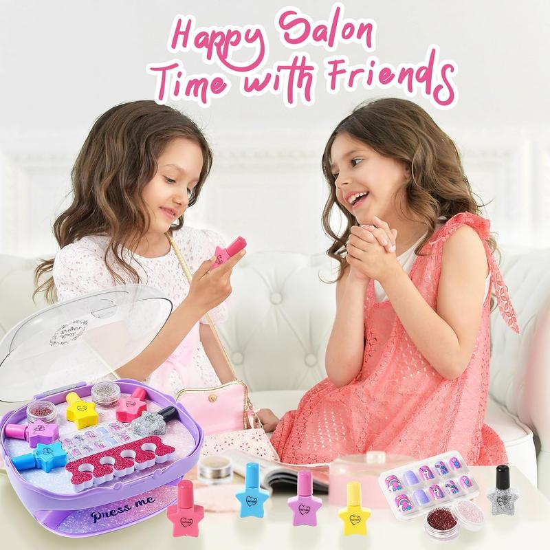 Christmas gift Kids Nail Polish Kit for Ages 3+ - Includes Nail Dryer, Glitter, and Fun Accessories Special cute ideal Christmas gift