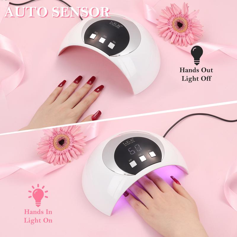 LKENail S5 UV LED Nail Lamp, Christmas Upgrade Nail Dryer 54W Gel Nail Polish Curing Lamp 3 Timer settings UV Nail Lamp LED Nail Lamp for Gel Nail Polish Kit Nail Light White Nail Art Nail Care Drying Gifts for Girlfriends