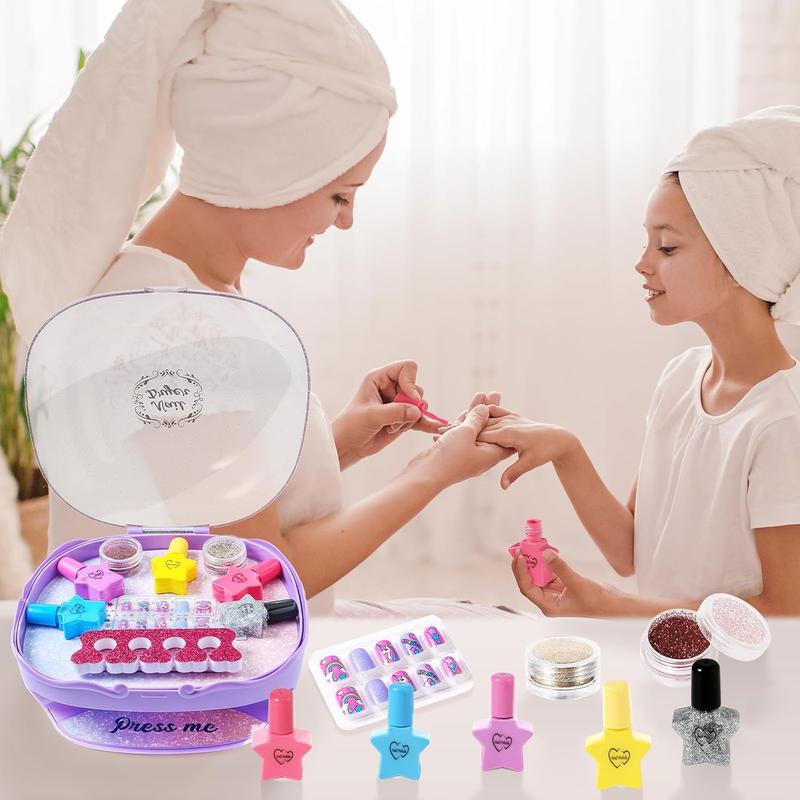 Christmas gift Kids Nail Polish Kit for Ages 3+ - Includes Nail Dryer, Glitter, and Fun Accessories Special cute ideal Christmas gift