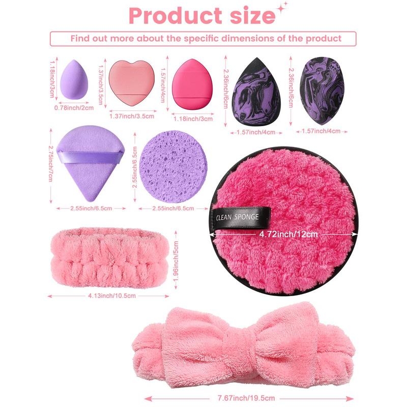 Multi-use Makeup Tool Set, 33pcs set Makeup Sponges & Puffs & Headband Wristbands for Daily Use, Facial Detailing Makeup Tools for Foundation & Powder