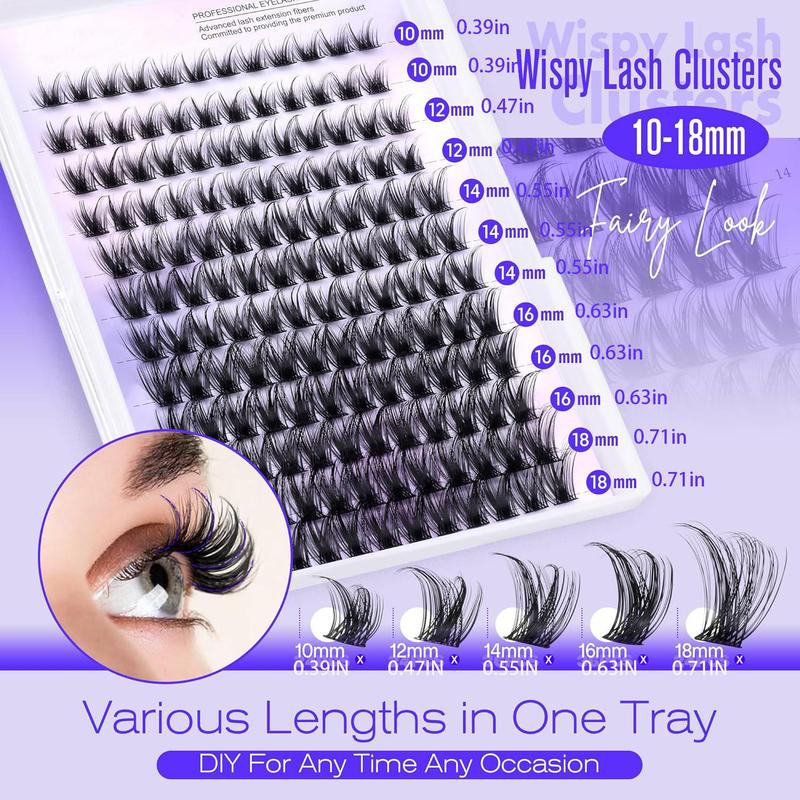 Individual False Eyelashes with Eyelash Glue & Tweezers, 1 Set Natural Look Eyelash Extensions, Self Grafting Curl Eyelashes, Eye Makeup Accessories