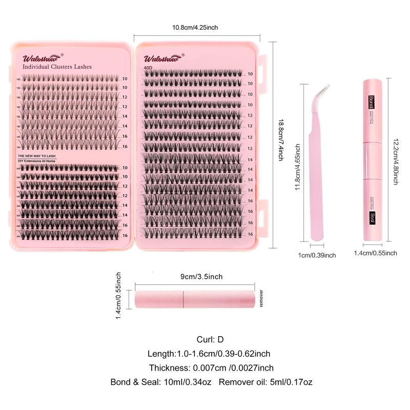 Individual False Eyelashes Kit, 640pcs Mixed Length D Curl False Eyelashes, Self Grafting Curl Eyelashes, Eye Makeup Enhancement False Eyelashes