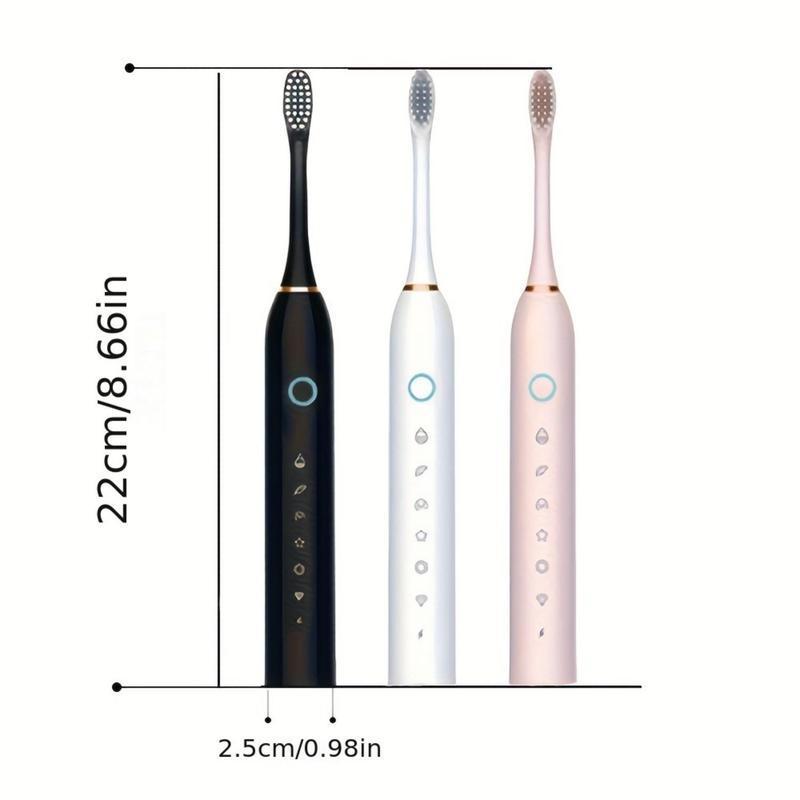 Electric Toothbrush Set, 1 Box Rechargeable USB Electric Toothbrush with 4 Counts Replacement Head, Teeth Cleaning Tool, Sonic Electric Toothbrush for Adults