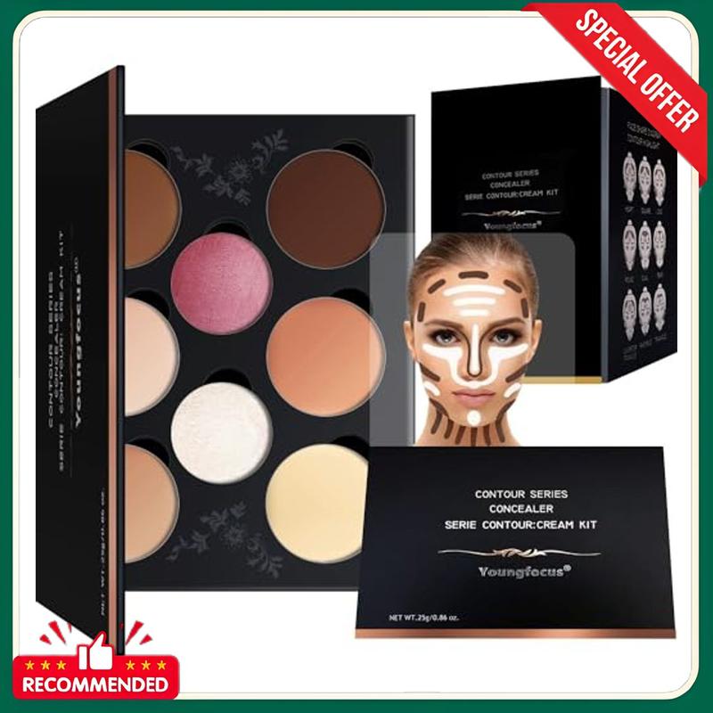 Youngfocus Cosmetics Cream Contour Best 8 Colors Contouring Foundation - Highlighting Makeup Kit Concealer Palette - Vegan, Cruelty Free and Hypoallergenic - Instruction Manual（Face Blushes）