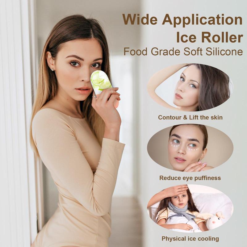 Facial Skincare Ice Roller & Stainless Steel Gua Sha Tool Set with Storage Bag, Comfort Face Skincare Tools, Facial Gua Sha Board and Ice Mold Set for Summer Body Care Kit, Christmas Gift