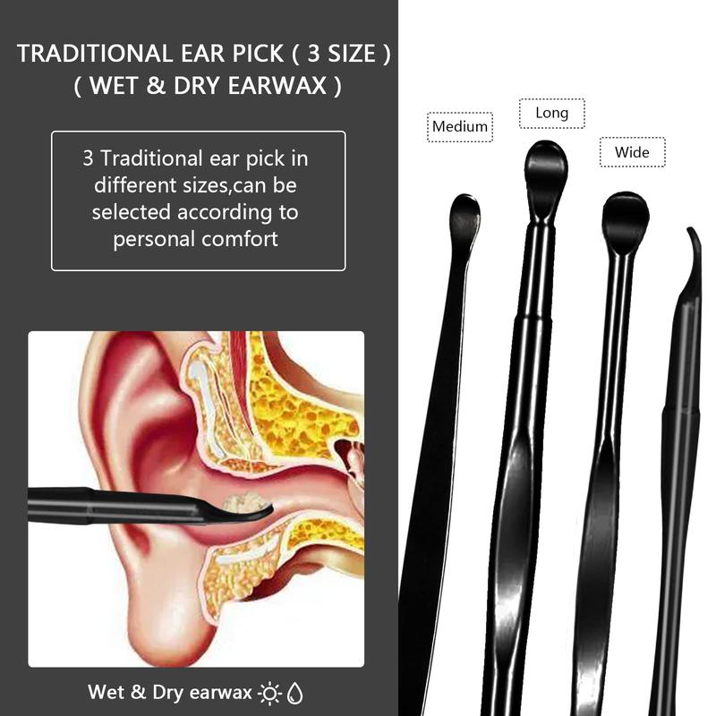 8-Piece Black Ear Wax Kit - Professional Cleaners!