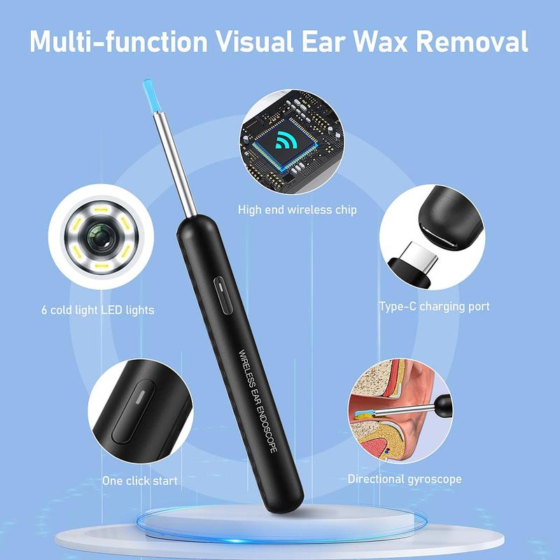 Wireless Visual Ear Pick, 19pcs set USB Rechargeable Ear Wax Remover with Led Light & Camera, Ear Wax Removal Tool Products for Home & Travel, Christmas Gift, Ear Cleaning Tool, Ear Wax Removal Kit