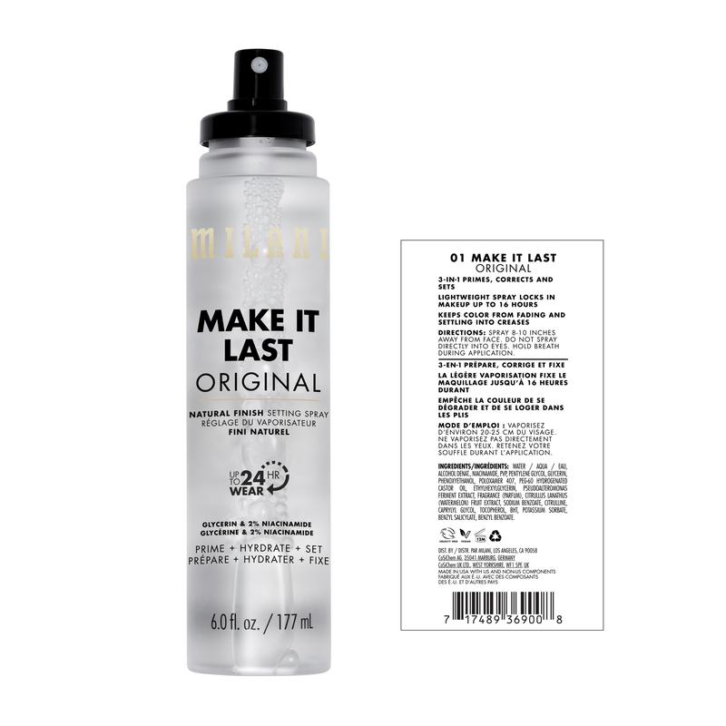 Milani Make It Last Original Setting Spray - Natural Finish, Dewy Finish & Matte Finish- Hydrating