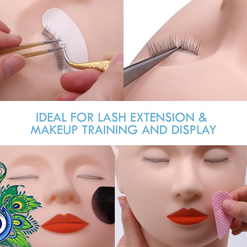 Eyelash Extension Mannequin Head, Soft-touch Lash Extension Training Mannequin Head, Professional Makeup Tool for Women