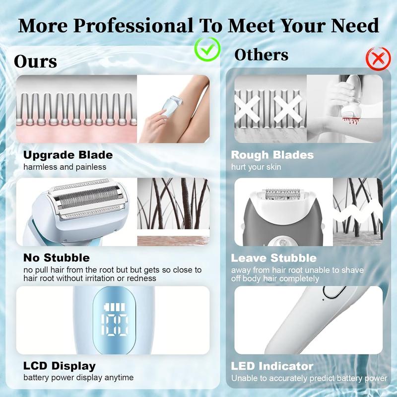 Electric Hair Remover, 1 Set 2 in 1 Electric Hair Trimmer & Hair Removal Knife, Women's LCD Display Shaver, Personal Care Appliances for Women