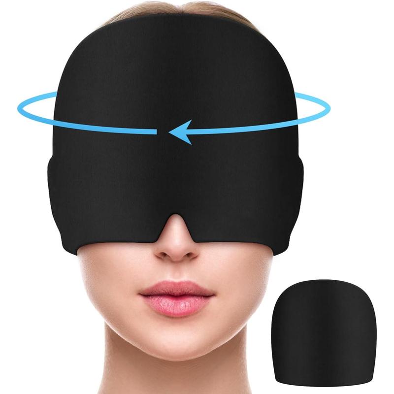 Migraine Relief Cap, All Around Gel Covered Reusable Headache Relief Cap, Black Migraine Cap for Headache Relief, Puffy Eyes