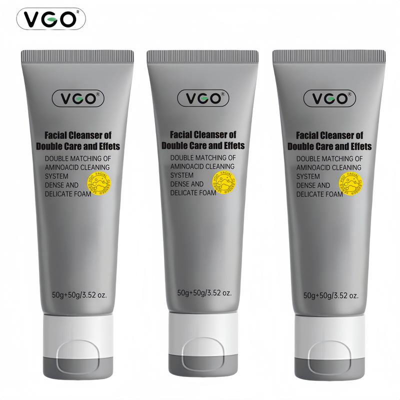 VGO Facial Cleanser of Double Care and Effets 50g All types of skins Cleanse and moisturize-A Cleansing Skincare Gentle Charcoal