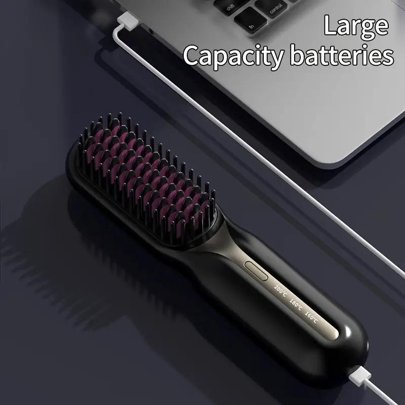 Portable Electric Hair Straightener Brush, Rechargeable Hair Straightening Comb, Hair Styling Tool for Home & Travel