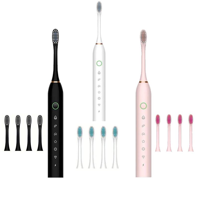 6-speed Intelligent Timed Electric Toothbrush, 1 Set Rechargeable USB Portable Toothbrush & Brush Heads, Suitable for Adults