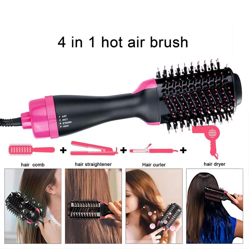 4 in 1 Hair Dryer Straightener, Multi-use Hair Dryer Brush with Aluminum Tube Comb Head, Lightweight Design Hot Air Comb for Home & Salon Use