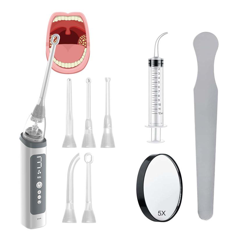 Oral Care Kit,  Vacuum Tonsil Stone Removal Kit, 8 Suction Mode, Built-in LED Light, Fight Bad Breath, Oral Irrigator, Tonsil Cleaner, Tongue Scraper