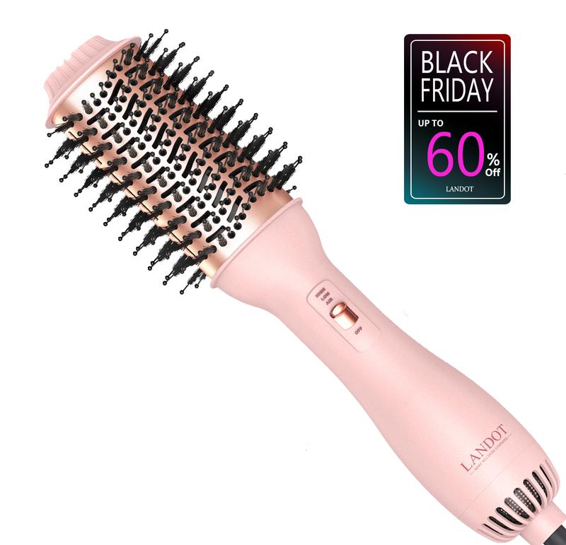 LANDOT Blowout Brush One-Step HairDryer Thermal Brush Smoothing Salon Plug Titanium ComfortA Moment for You 