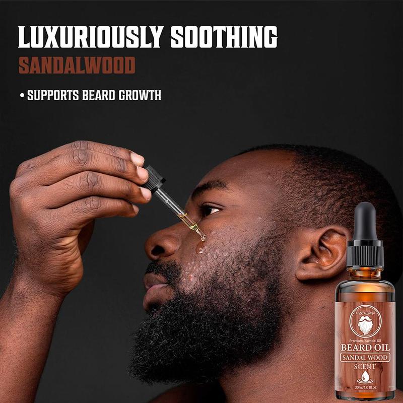 Sandalwood Beard Oil, 1 Count Moisturizing Beard Essential Oil, Beard Care Product for Men, Hair Care & Styling Product for Daily Use