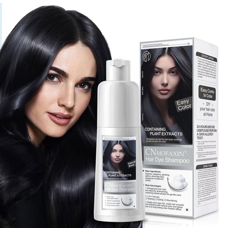 Hair Dye Shampoo 3-in-1 for Men & Women - Instant Hair Color Shampoo for 99.9% Gray Hair Coverage & Beard - Herbal Ingredients Natural Plant-Based Hair Dye Shampoo for HairCare & Dye